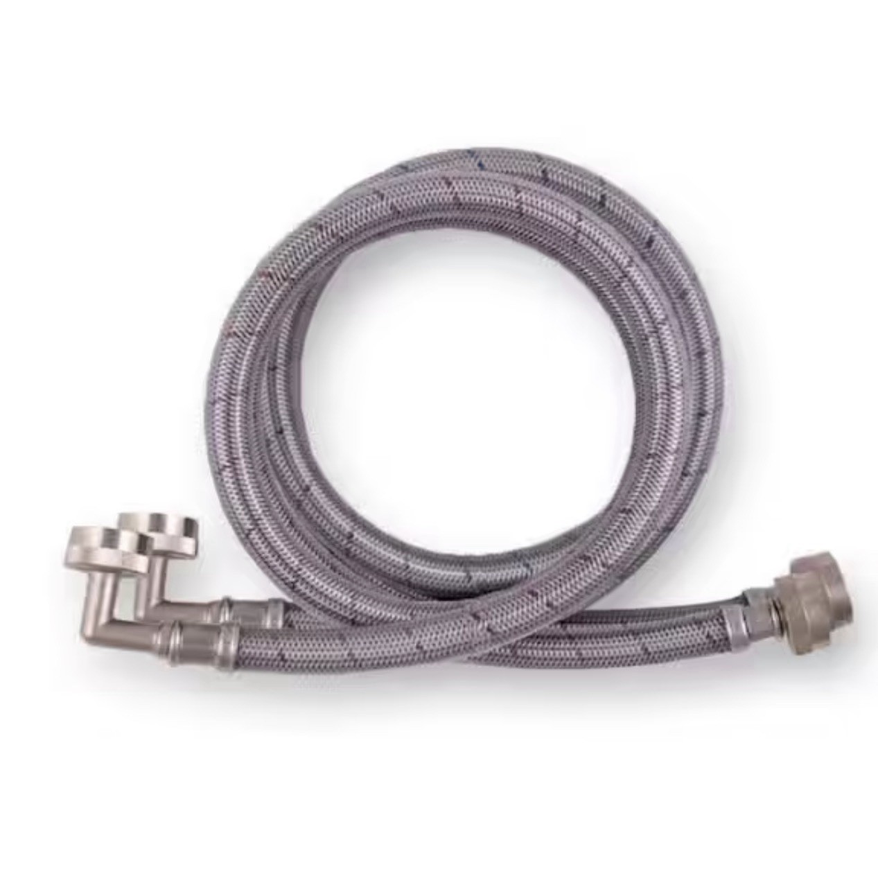4 ft. Universal Stainless Steel Washing Machine Hose with Elbow (2-Pack) gallery