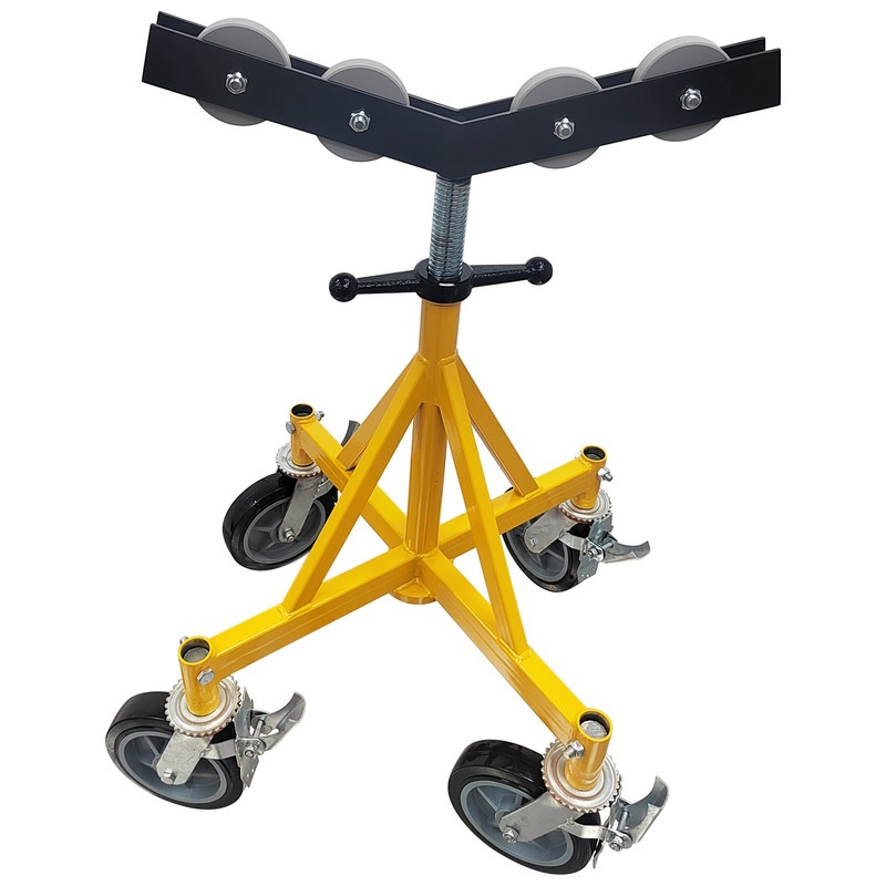 V-shaped Head Pipe Support with Rolling Wheels Max Capacity 2500lbs 31.9-39.4'' gallery