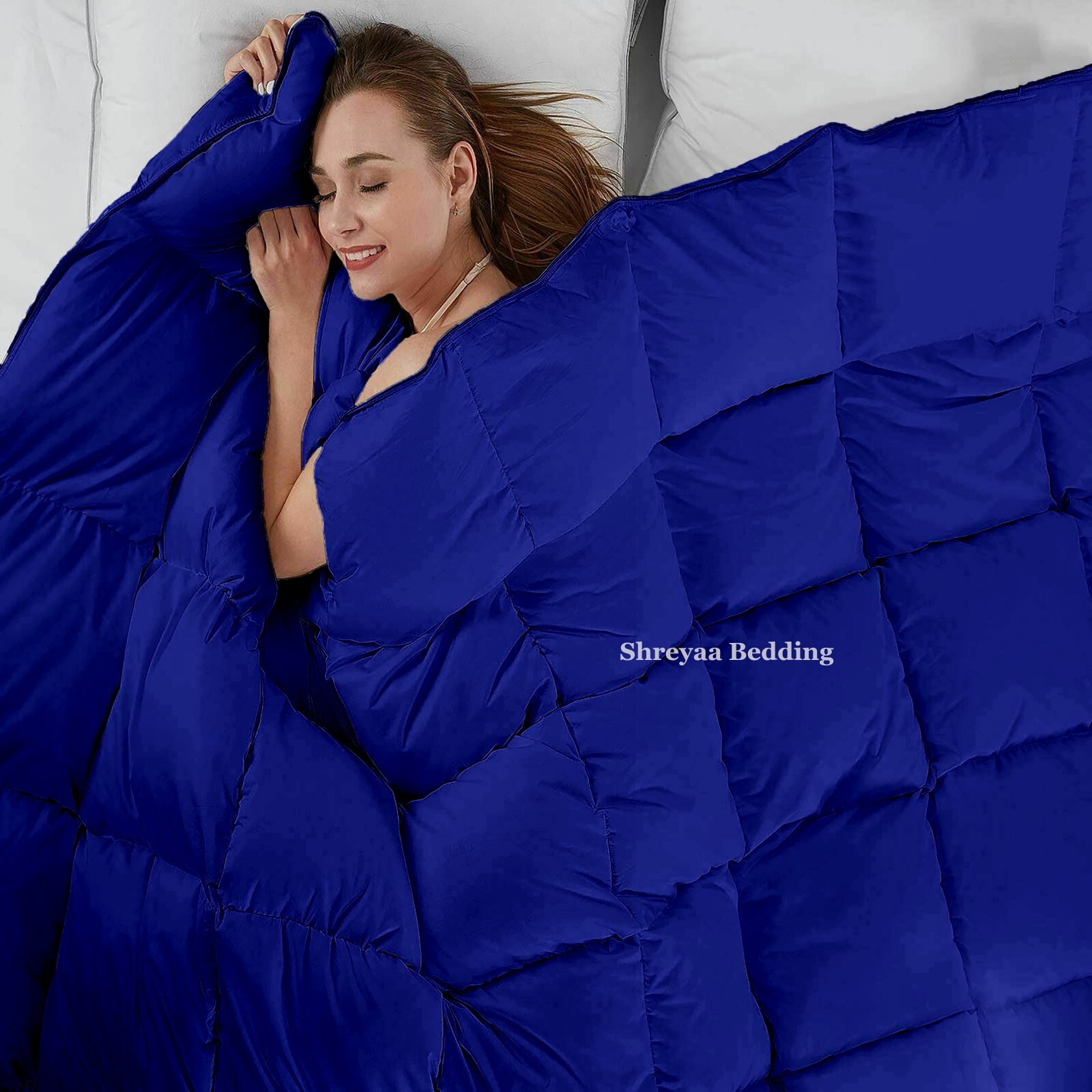 Lovely Down Alternative Comforter & Bedding Sets Royal Blue Solid Choose Item gallery