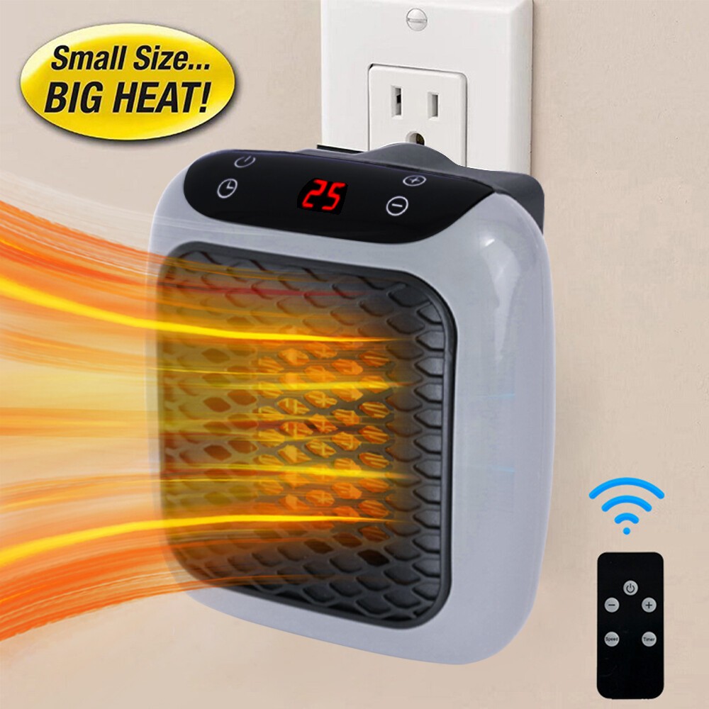 800W Space Heater Digital Electric Heater Wall Outlet Plug Small Fan Home Warmer gallery