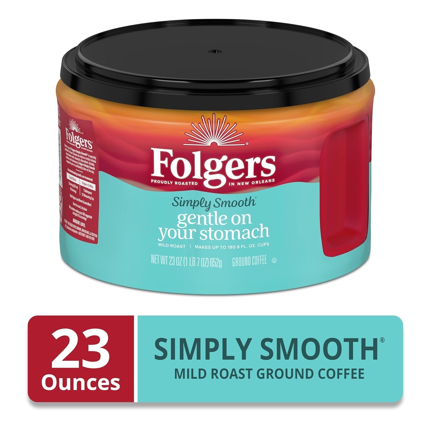 Folgers Simply Smooth Mild Roast Ground Coffee 23oz Canister BB 02/2027 gallery