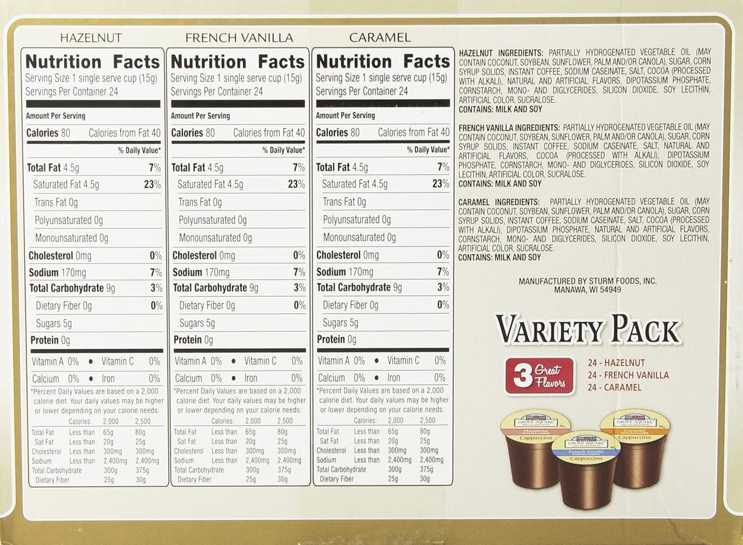 Grove Square Cappuccino Pods Variety Single Serve (Pack of 72) gallery
