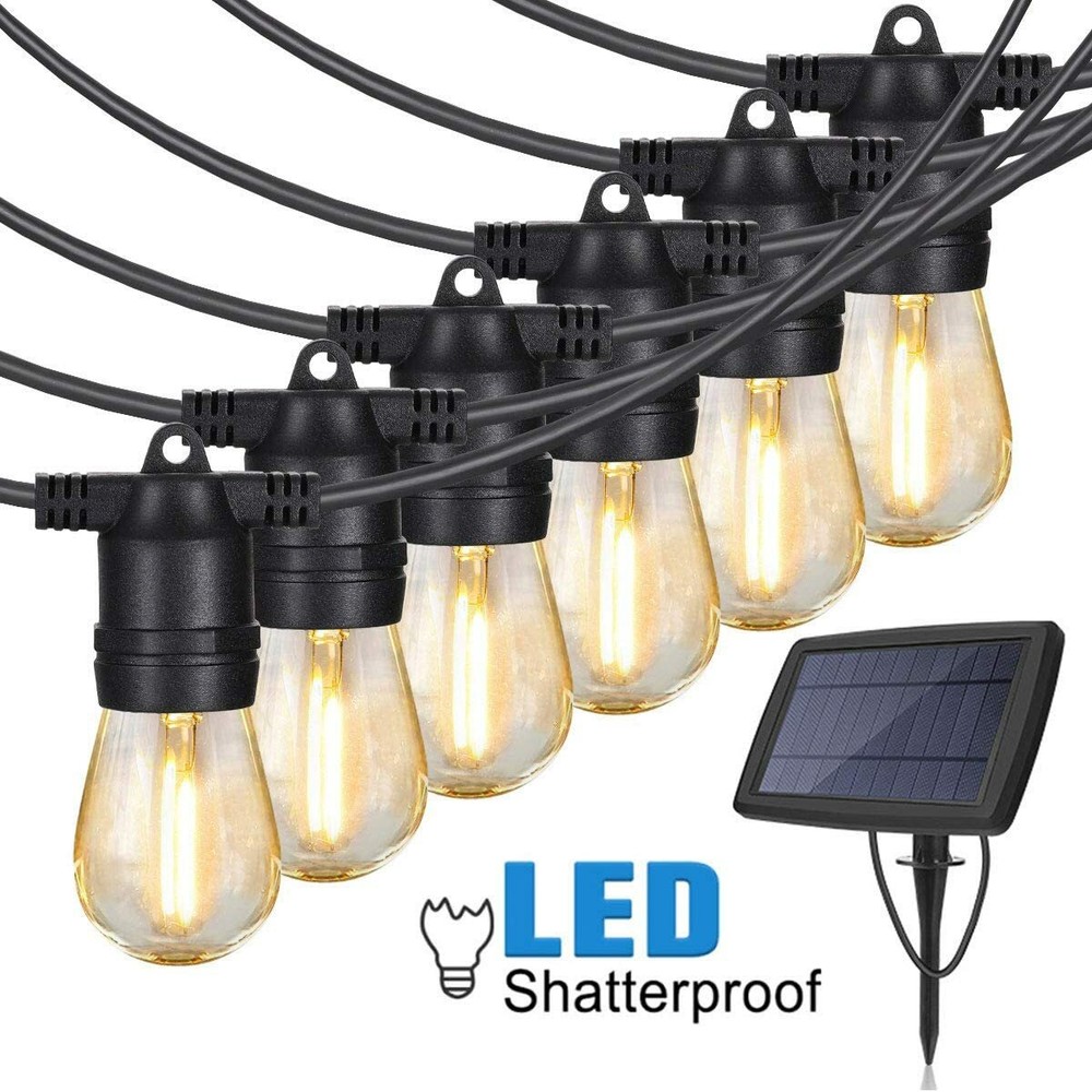 48FT Outdoor Solar LED String Light Weatherproof for Patio Lawn Garden Party