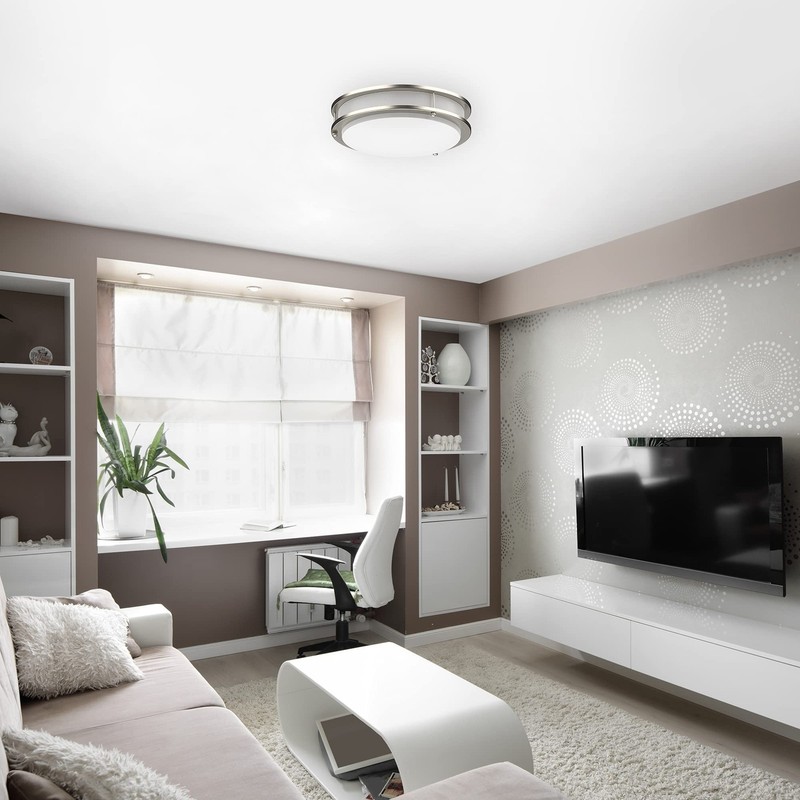 DYMOND 10 Inch LED Ceiling Light Flush Mount Dimmable Surface Mount Brushed N... gallery