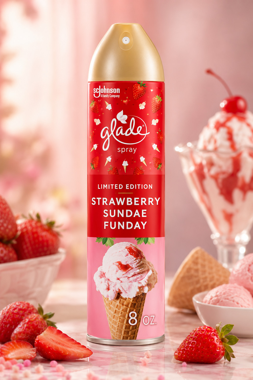6 Pack Glade Spray Strawberry Sundae Funday Air Freshener, 8 oz LIMITED Edition gallery