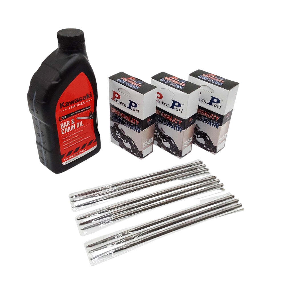 3-Full Chisel Chain For 18In Bar .325" .063G 74Dl 1-Qt Oil 9-Files