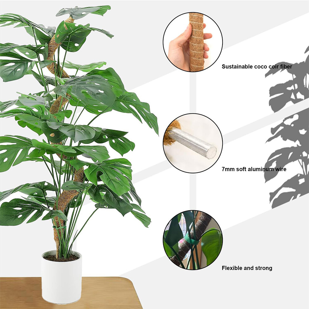 4 Pack Bendable Moss Pole 28" for Monstera Climbing Plants Support Stakes Stick gallery