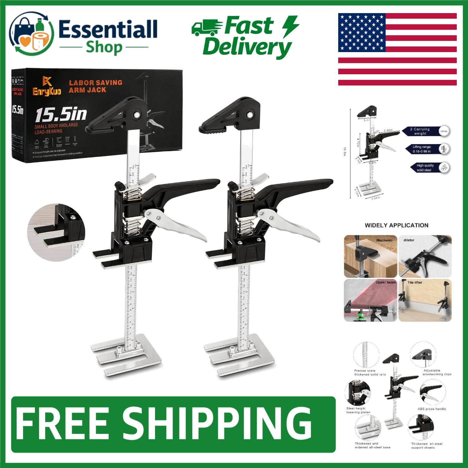 Labor Saving Arm Jack 2 Pack - 15.5 Inch Heavy-Duty Furniture Lifter Tool gallery