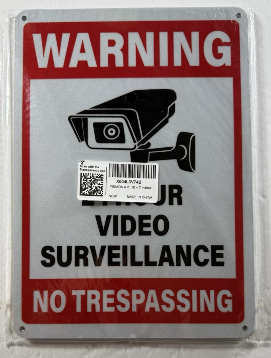 4 Pack Warning 24 Hour Video Surveillance No Trespassing Sign 10 × 7 Inches gallery