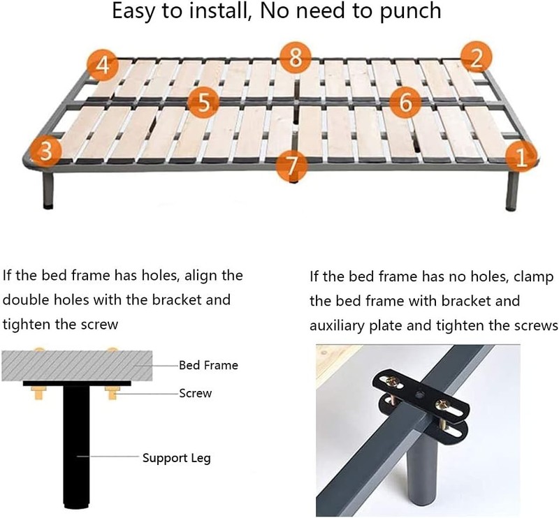 Bed Frame Center Support Legs Adjustable 10-17" Heavy Duty Slat Stabilizer 2PC gallery