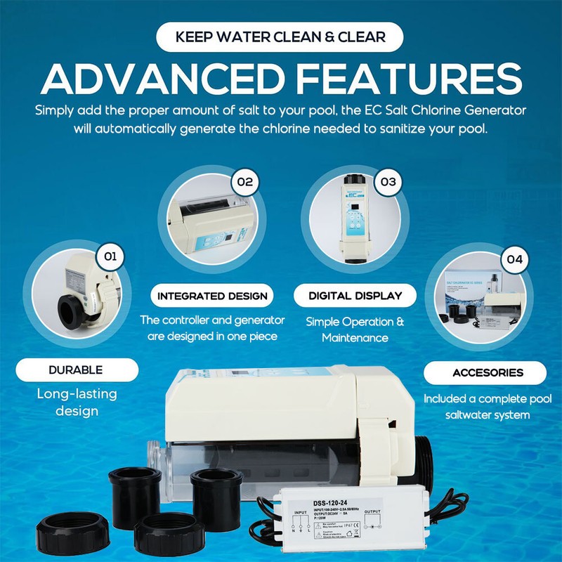 Salt Water Pool Chlorinator System for Inground Above Ground Pools Up to 26K Gal gallery
