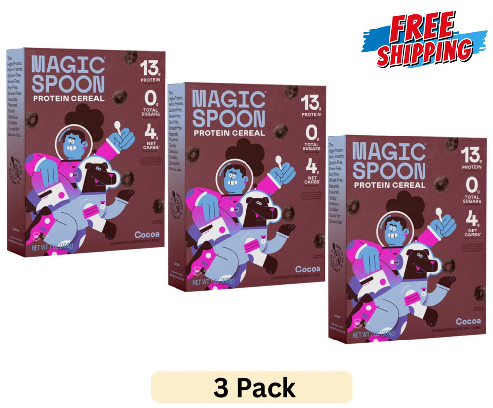 Magic Spoon Cocoa Grain-Free Breakfast Cereal, 7 oz Box (3 PACK) FREE SHIPPING
