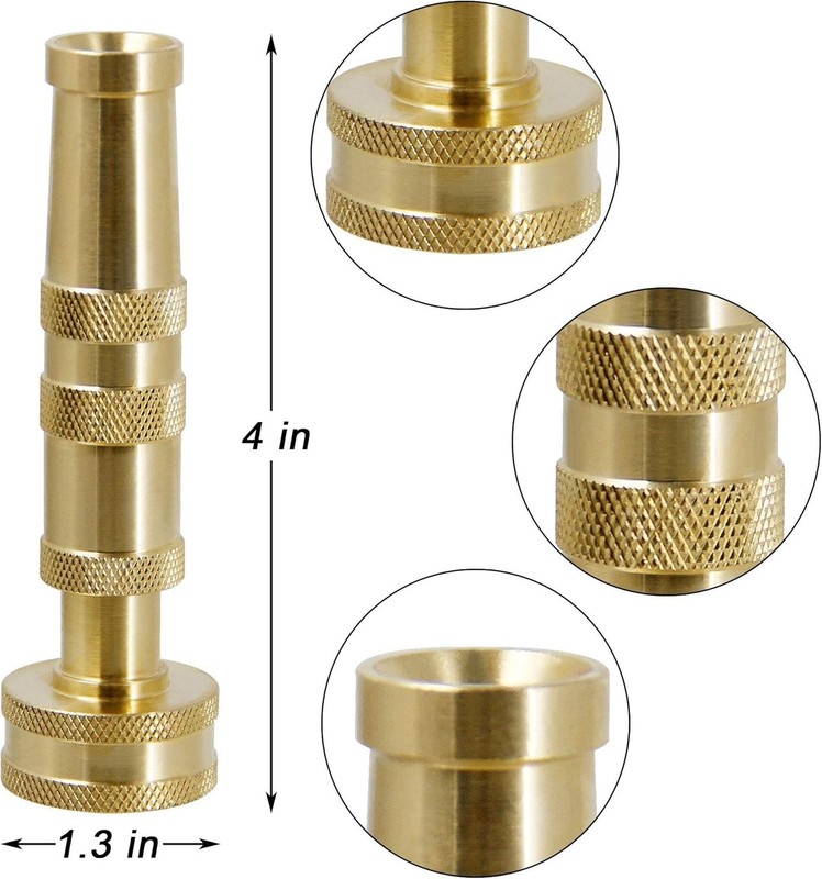 Triumpeek Solid Brass Hose Nozzle, 2 Pack 4 Heavy Duty Brass Garden Hose Noz... gallery