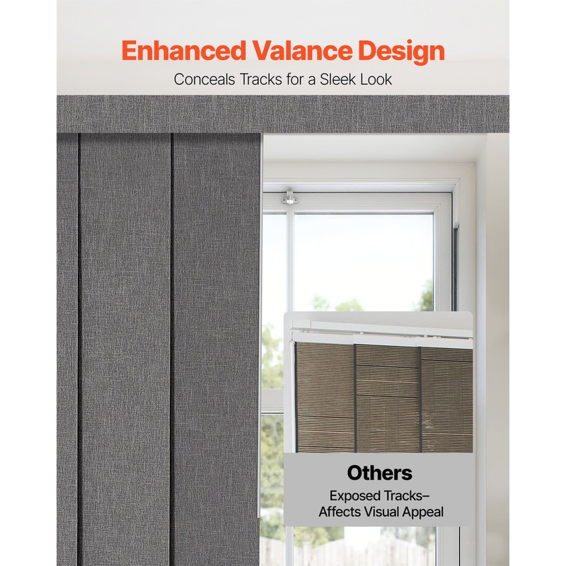 Panel Track Blinds Extendable Track from 45.8 in to 86 in W Trimmable Dark Gray gallery