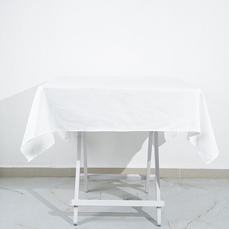 54x54" White COTTON Square TABLECLOTH High Quality Catering Home Dinner Linens gallery