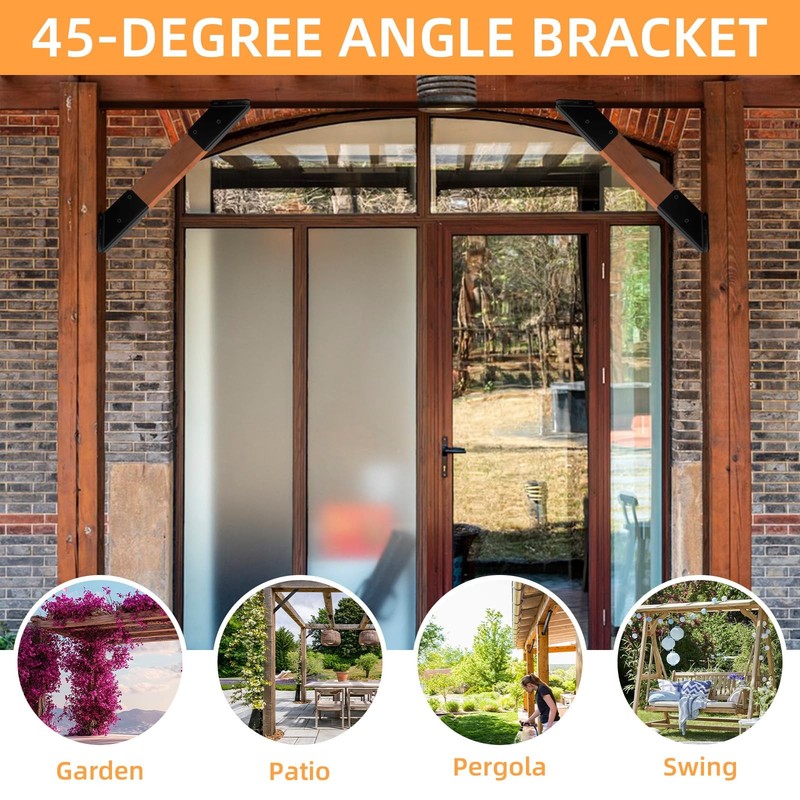 4 PCS 45 Degree Angle Bracket For 2x4 Post Actual 1.5x3.5 Inch Pergola Brace gallery