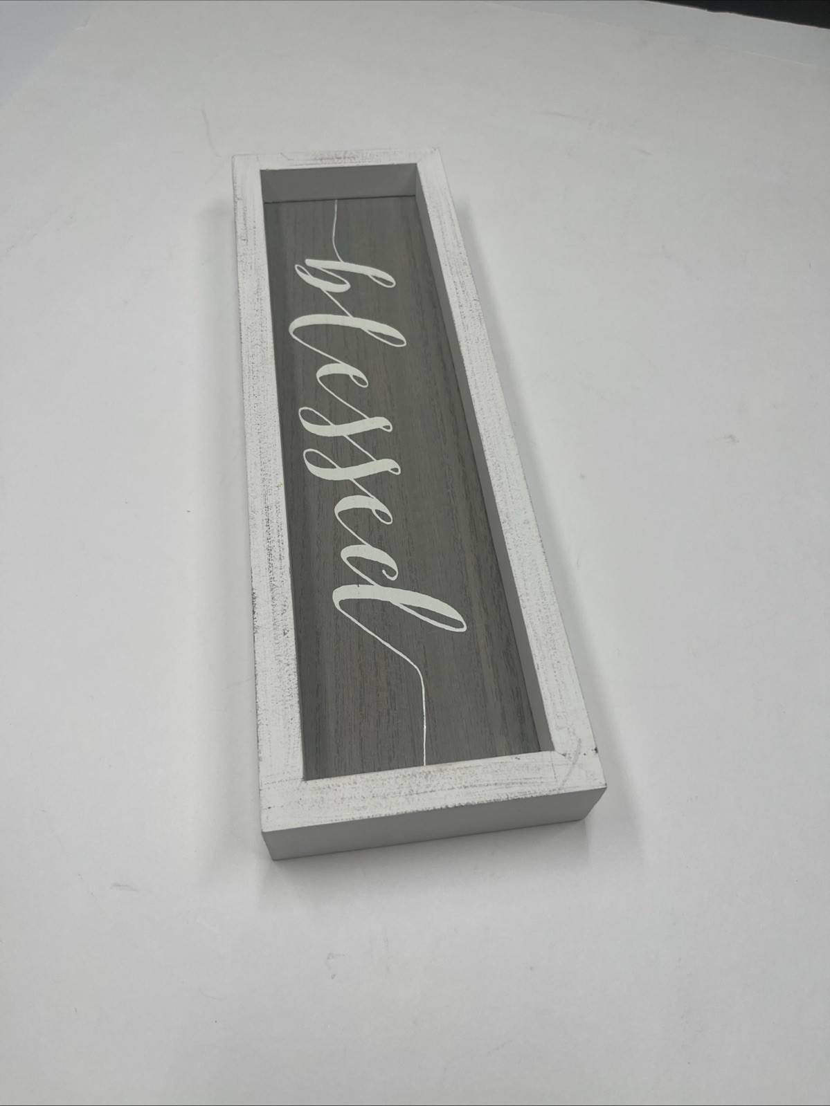 Farmhouse Style "Blessed" Wooden Tabletop and Wall Decor Sign 12x4 Inches gallery