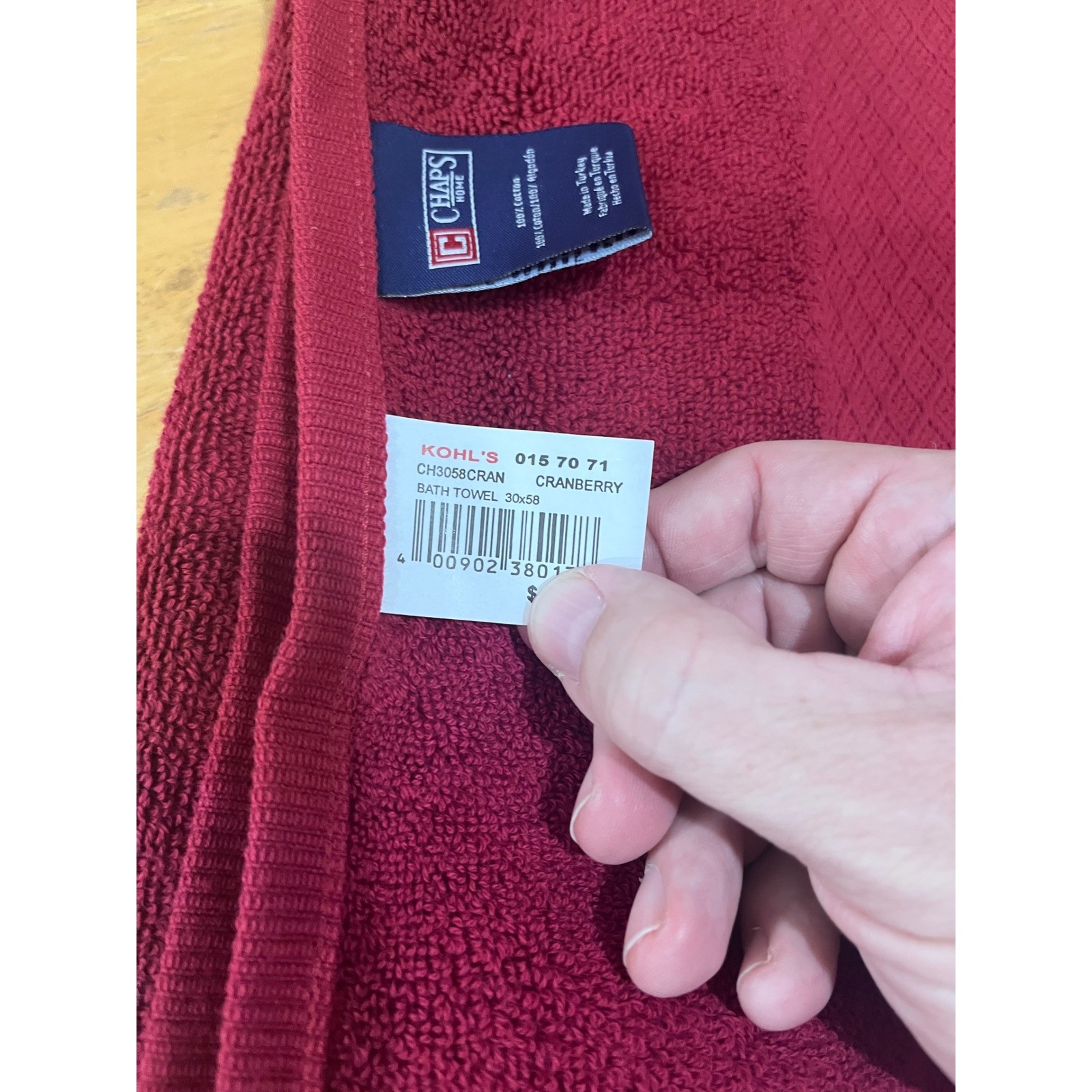 Chaps Home Cranberry Red 100% Cotton Bath Towel 30x58 Made in Turkey NWT gallery