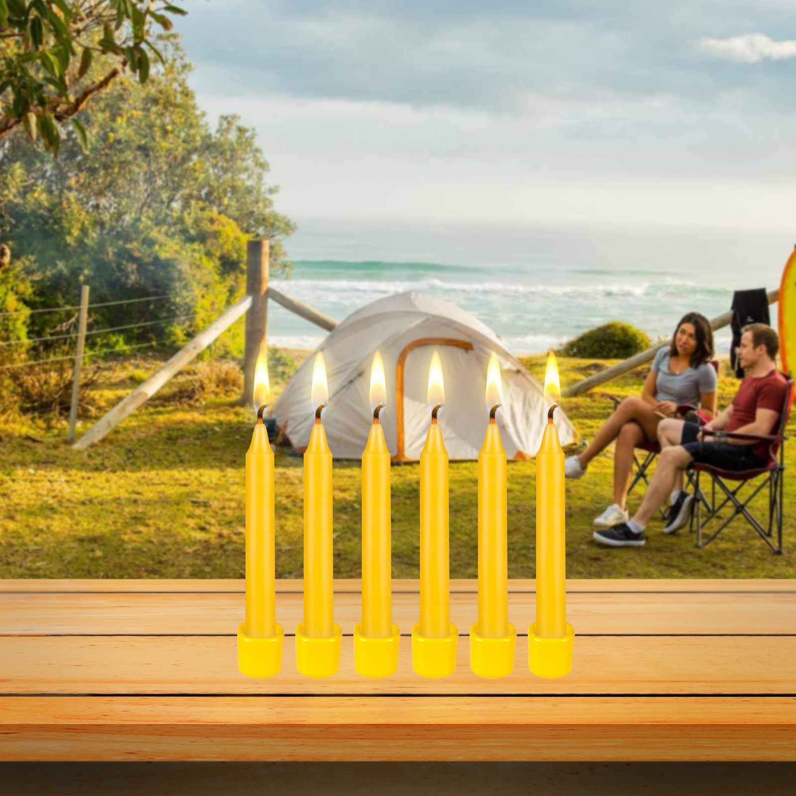 Mega Candles 8 pcs Scented Citronella Taper Candles Paraffin Wax Candle 5 In gallery