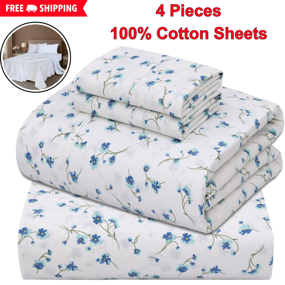Cooling & Crisp 100% Cotton Percale Queen Sheet Set – Breathable, Deep Pockets