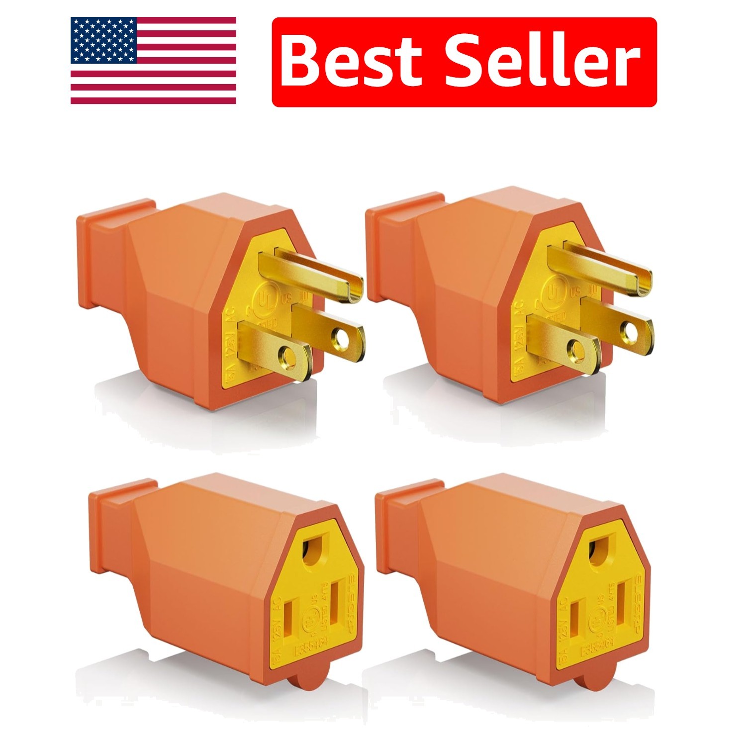 Replacement Plug & Connector Set - 2 Pole 3 Wire, Easy Assembly, Orange Brass gallery