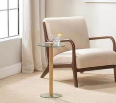 mDesign Glass Top Side/End Drink Table