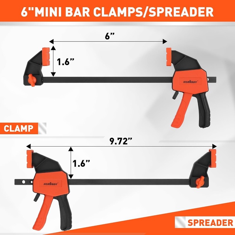 Quick-Adjust 6in Bar Clamps - 2 Pack with 75 lbs Load Capacity for Woodwork gallery