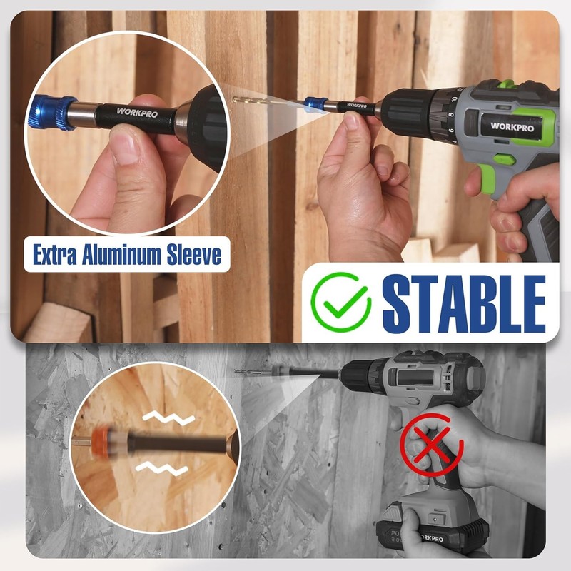 WORKPRO 4Pcs Magnetic Drill Screwdriver Bit Holder Extender in 2-3/8",4",6",12'' gallery