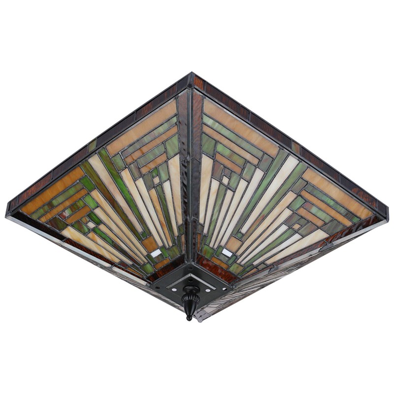 Tiffany Style Chandelier Ceiling Lamp Stained Glass Mission 2-Light Fixture US gallery