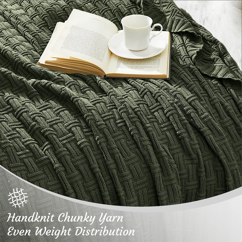 100% Cotton Knitted Throw Blanket Couch Cover 60 x 80 Inches Green Forest gallery