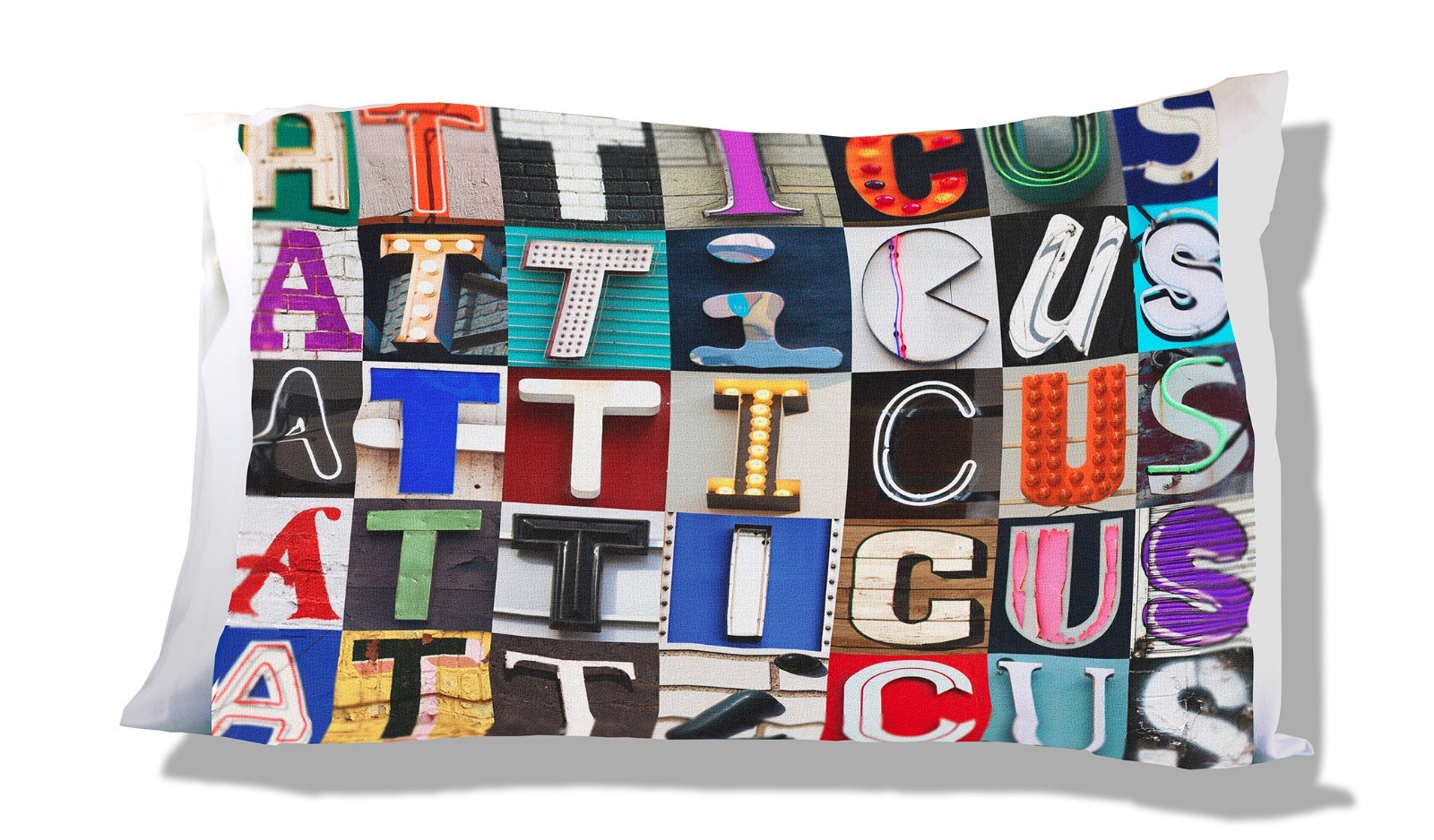 ATTICUS Personalized Pillowcase featuring the name in photos of sign letters gallery