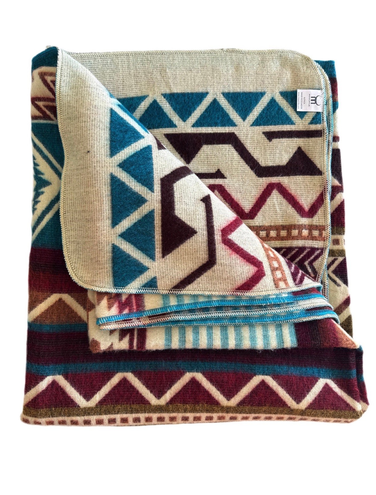 Alpaca Blanket - Cozy Colorful Native Pattern Throw - Made in Ecuador - 202611 gallery
