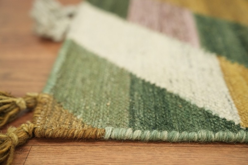 Modern 3x5 Geometric Zigzag Weave Wool Accent Rug in Multicolor Hues gallery