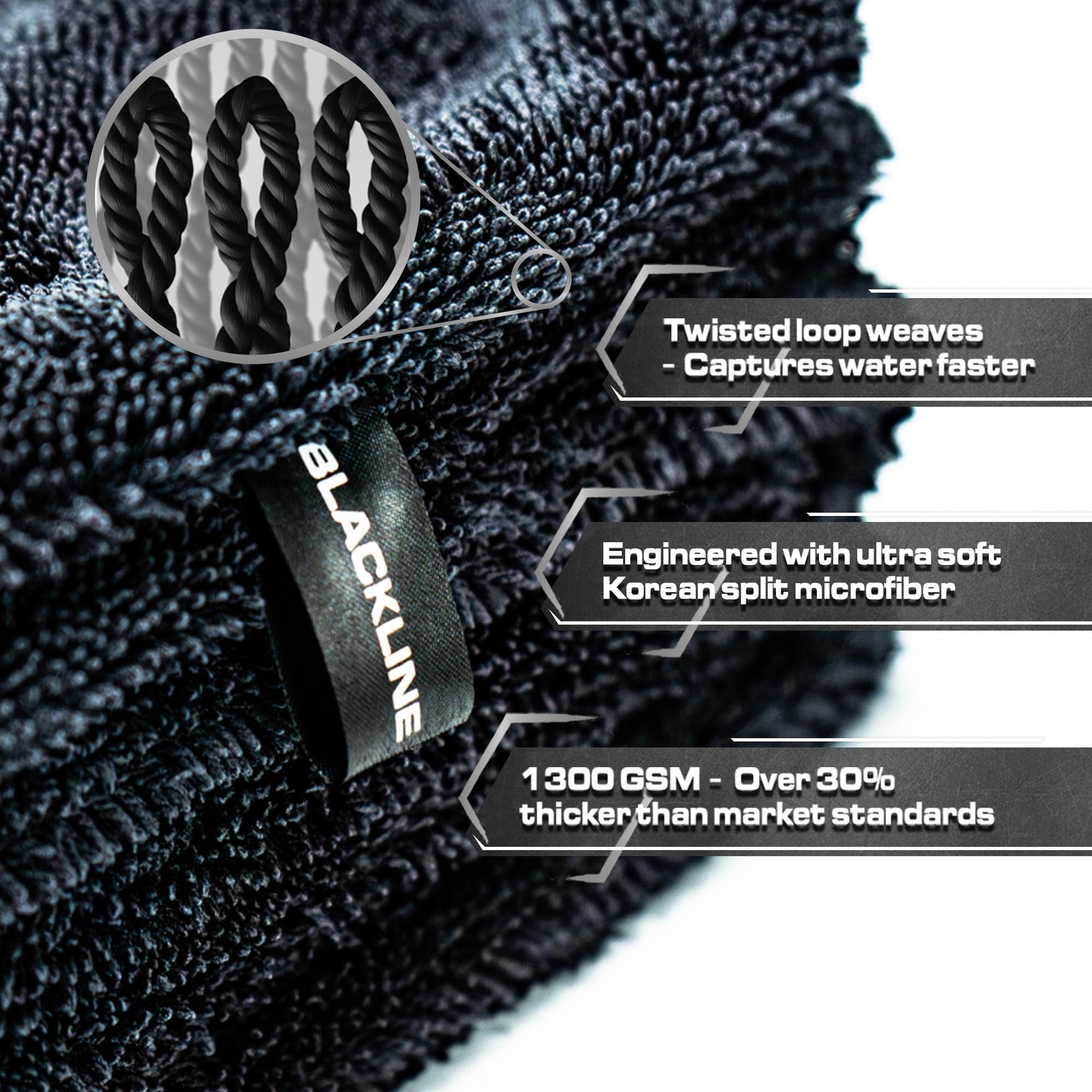 Blackline 2ft x 3ft XL Microfiber Drying Towel - 1300 GSM No Streaks gallery