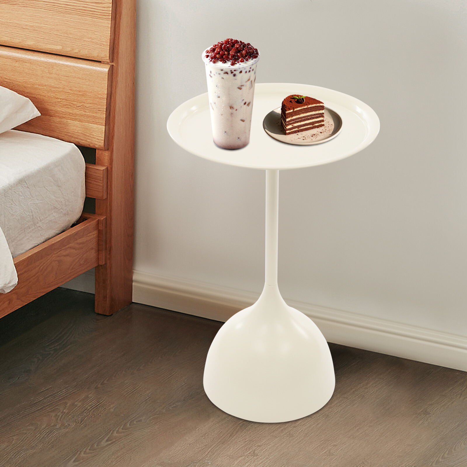 23.62in Height White Modern Side Table Round Side Table Round Bedside Table gallery