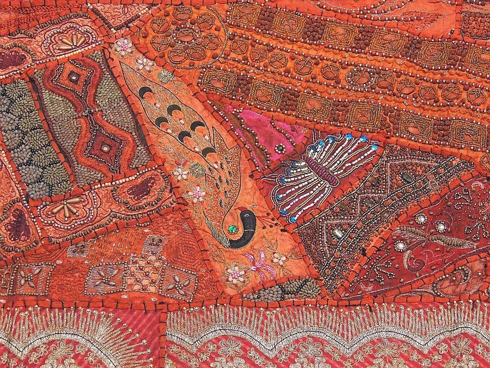 Russet India Patchwork Textile Traditional Folk Art Home Decorating Wall Hanging gallery