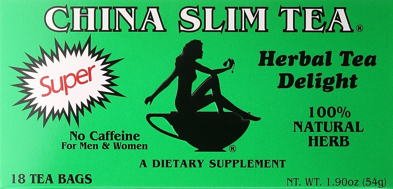 1 Box, China Slim Herbal Tea Delight Super 100% Natural, 18 Tea Bags gallery
