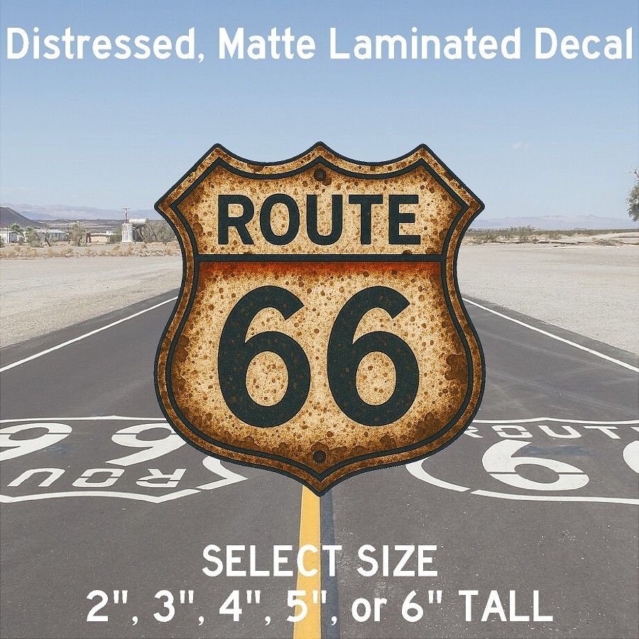 Distressed Historic Route 66 Matte Laminated Stickers / Decals Choose Size 2-6" gallery