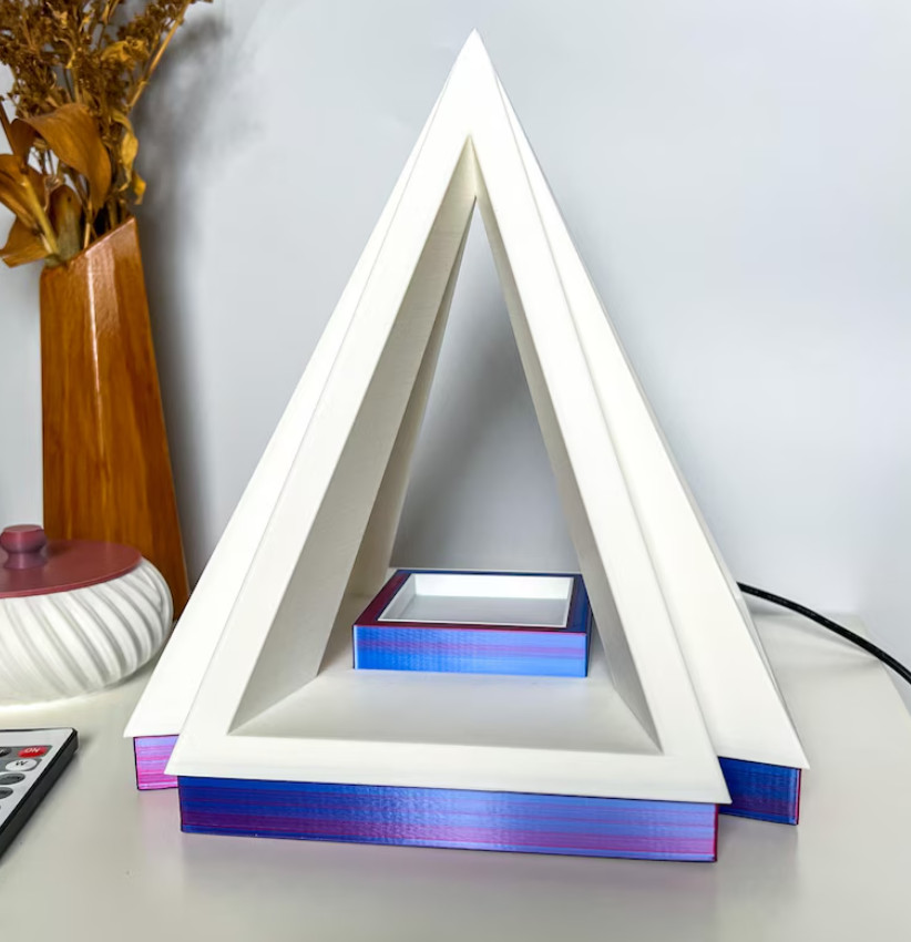 Pyramid LED Table Lamp Color Changing with Remote, Modern Desk Night Light gallery