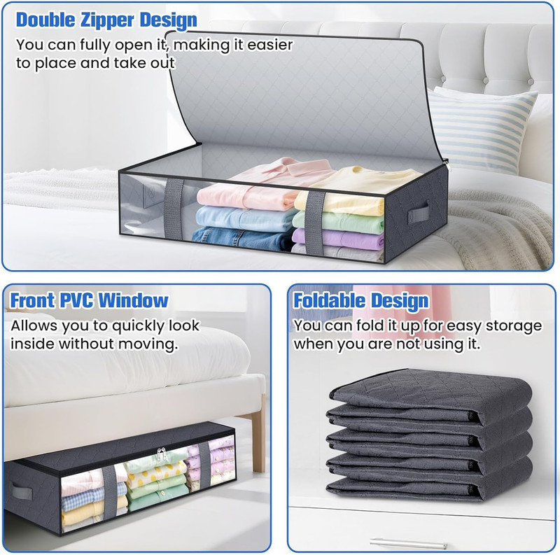 Under Bed Storage Containers, 4 Pack Blanket Storage Bags, Collapsible Storage gallery