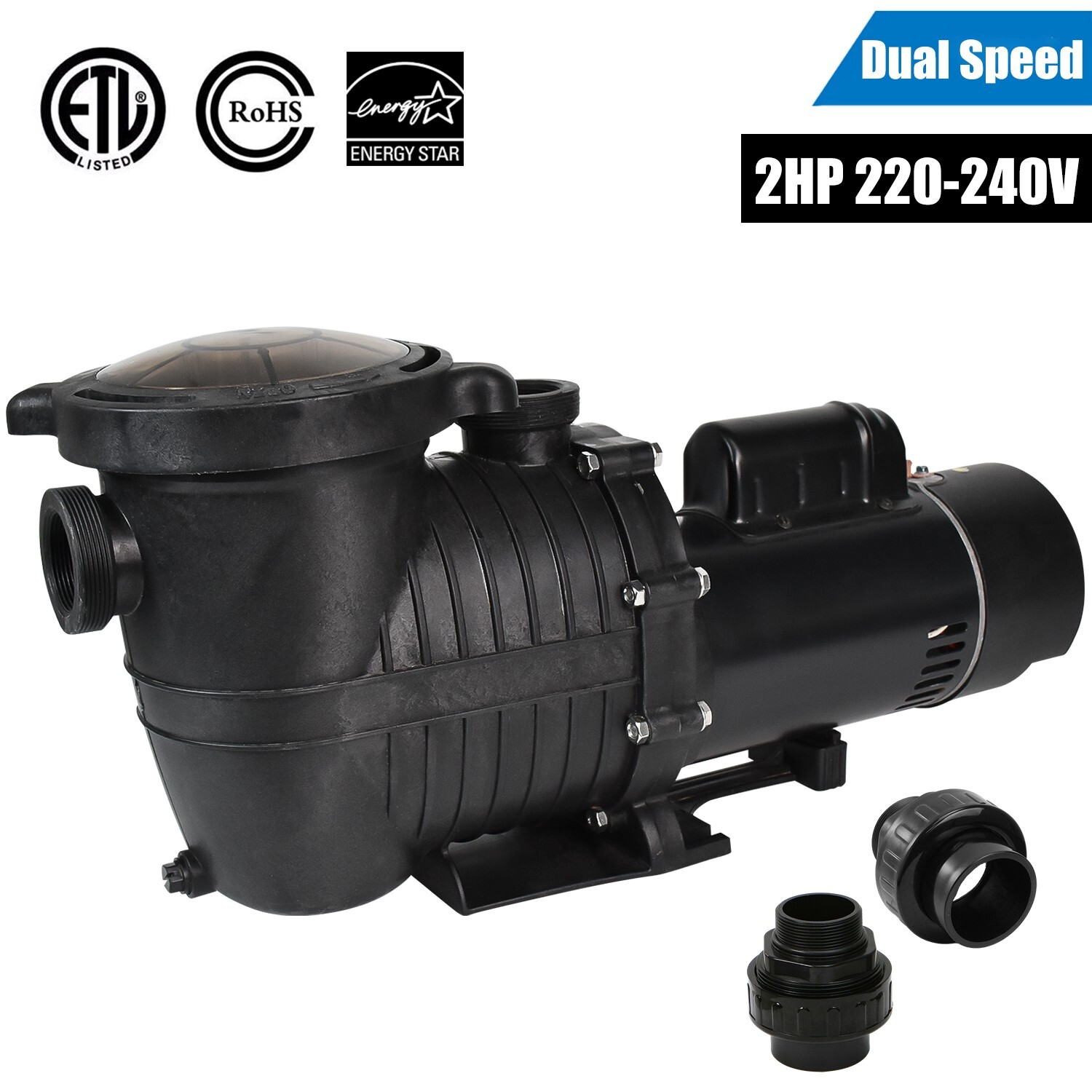 2HP 2 Speed Inground Swimming Spa Pool Pump 5520GPH/2640GPH 1 1/2" NPT 220-240V gallery