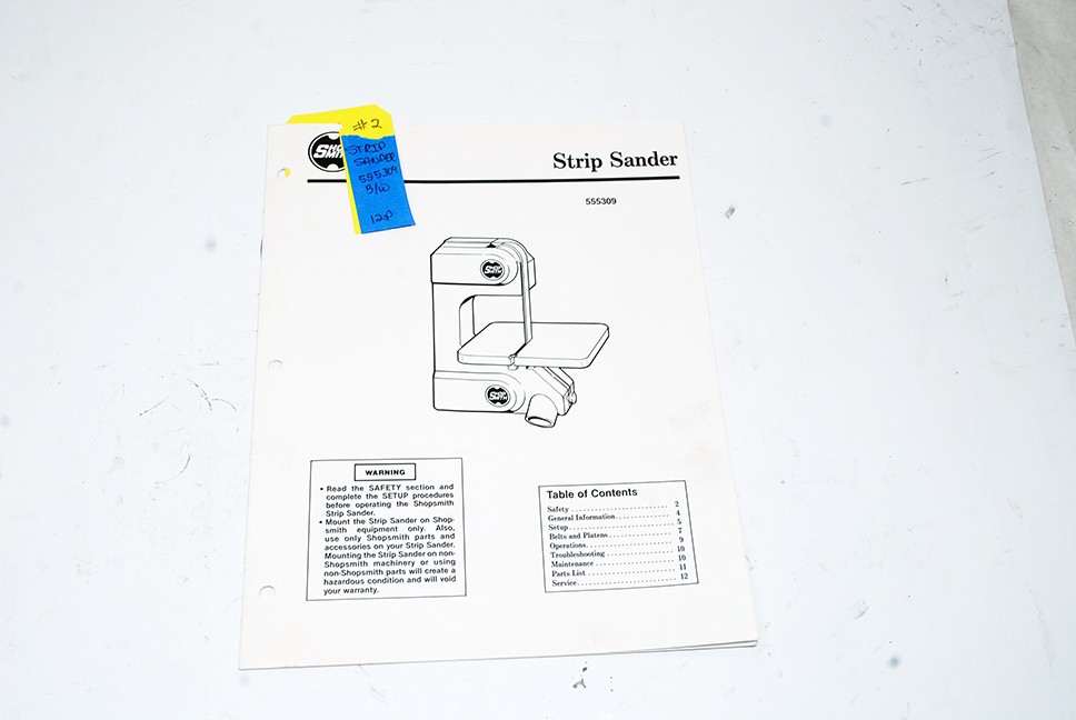 ShopSmith Original User Manual - Strip Sander - 12 Pages (Black & White) (#2) gallery
