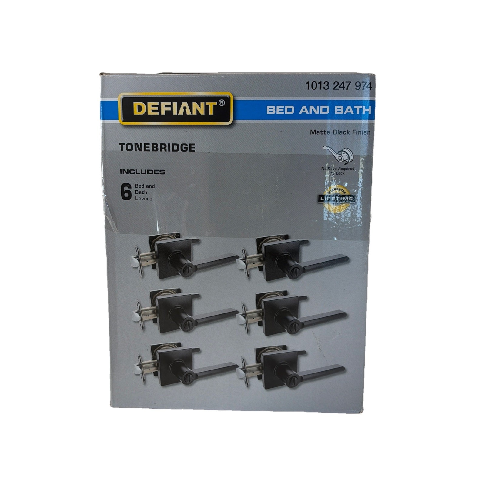 6 Defiant Tonebridge Matte Black Bed and Bath Door Lever Locking Privacy 6 Pack gallery