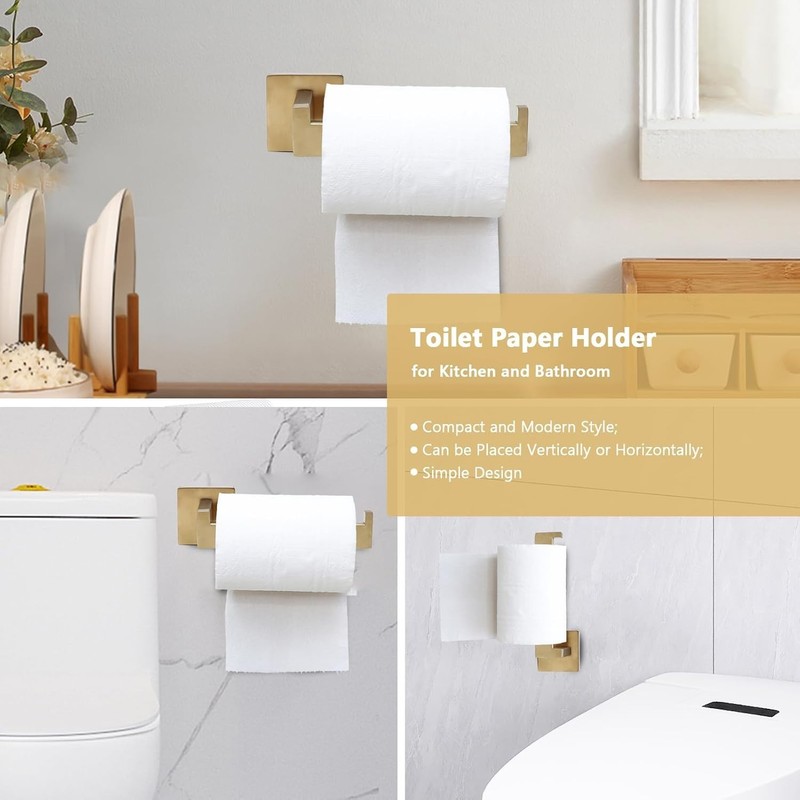 5-Pieces Matte Gold Bathroom Hardware Accessories Set 24 Inch Towel Bar Towe gallery