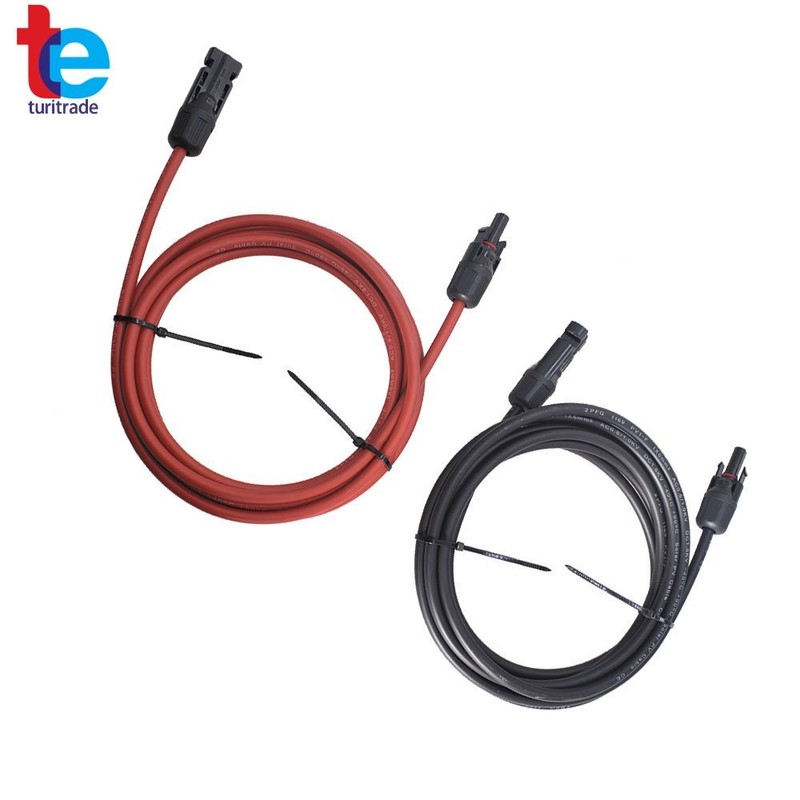 1 Pair Black + Red 10AWG Solar Panel Extension Cable Wire Connector 10 Feet gallery