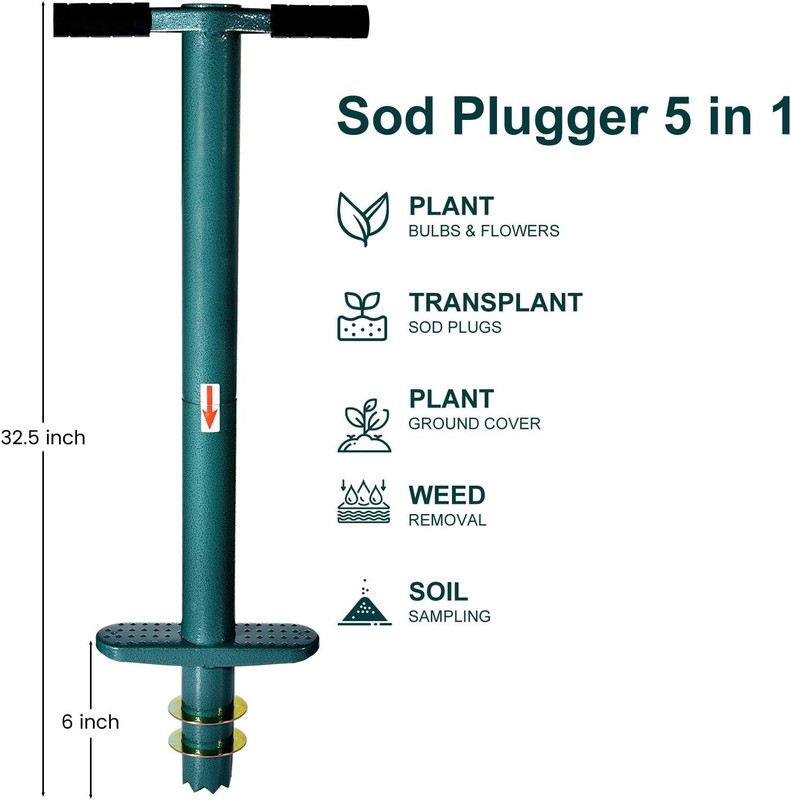 Sod Plugger Bulb Planter Planting Tool, Easy to Assemble Garden Trasnplanter wit gallery