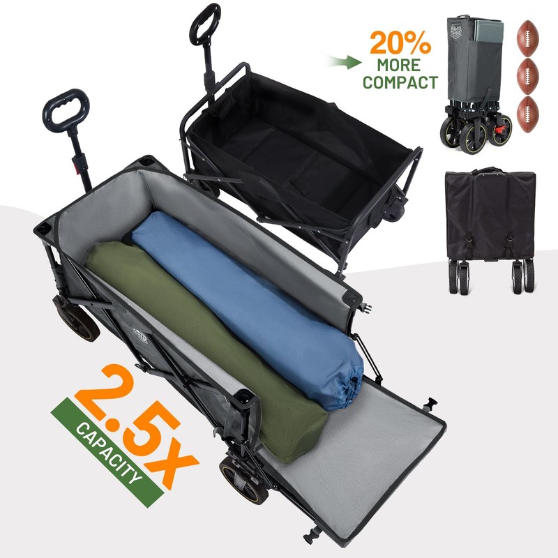 49" Extra Long Collapsible Folding Wagon With Tailgate And Brakes 300lbs Heavy D gallery