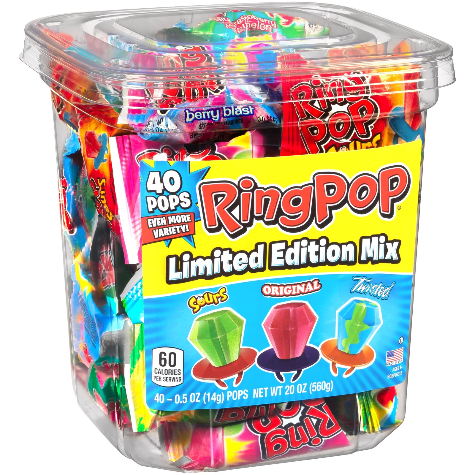 Ring Pop Hard Candy Pops, Variety Pack, 560 grams, 40 Count gallery