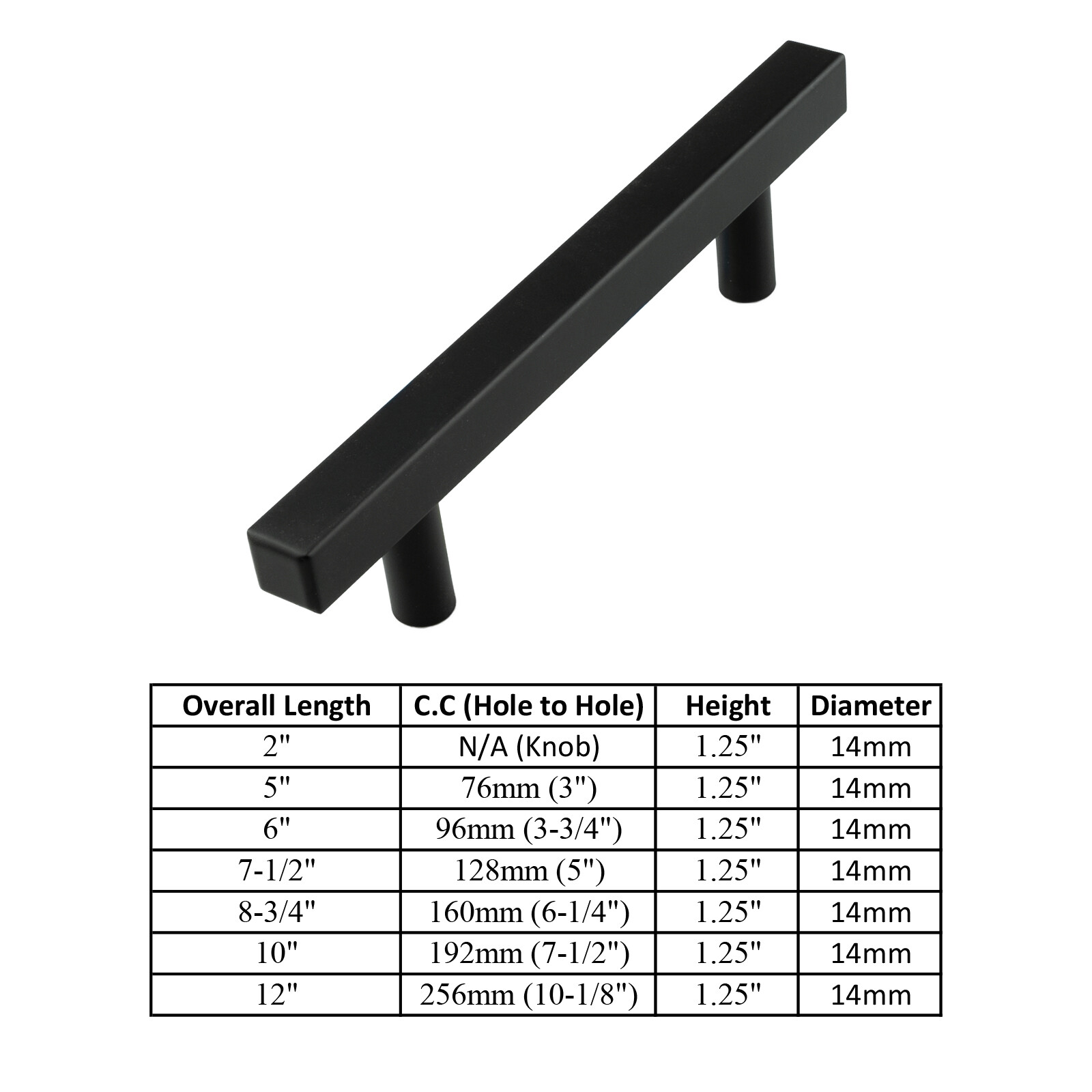 Black Modern Cabinet Handles T Bar Pulls Kitchen Drawer Hardware Stainless Steel gallery