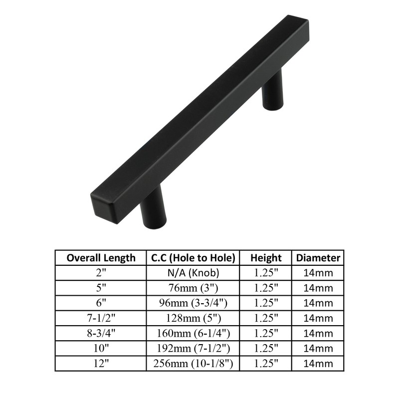 Black Modern Cabinet Handles T Bar Pulls Kitchen Drawer Hardware Stainless Steel gallery